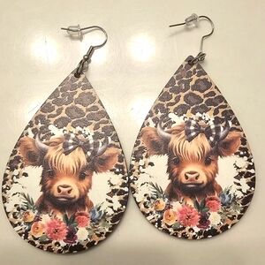 Leopard Print Cow Earrings